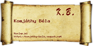 Komjáthy Béla névjegykártya